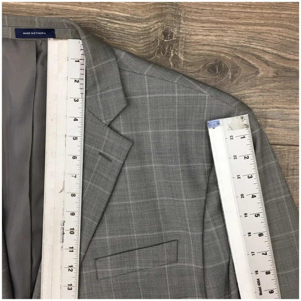 STAFFORD Men‎ Wool Blazer Sport Coat Casual Jacket Size 52L Classic Gray Suit